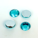 Plastic Flat Back Foiled Rose Cut Rhinestone - Round 13MM AQUA
