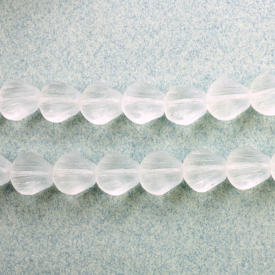 Czech Pressed Glass Engraved Bead - Fan/Shell 08MM MATTE CRYSTAL