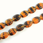 Czech Pressed Glass Bead - Flat Oval 12x9MM MATTE TORTOISE