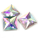 Asfour Crystal Flat Back Stone - Square 14MM CRYSTAL AB Second Quality