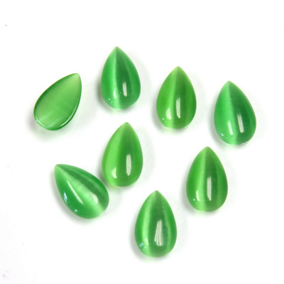 Fiber-Optic Cabochon - Pear 10x6MM CAT'S EYE GREEN