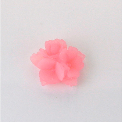 Plastic Carved No-Hole Flower - Round Bouquet 15MM TRANS MATTE PINK