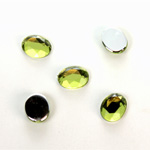 Plastic Flat Back Foiled Rose Cut Rhinestone - Oval 10x8MM OLIVINE