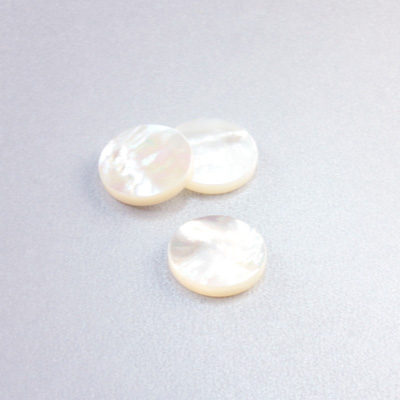 Shell Flat Back Flat Top Straight Side Stone - Round 13MM WHITE MOP
