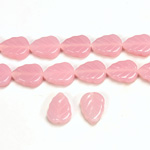 Czech Pressed Glass Engraved Bead - Leaf 10x8MM OPAL ROSE