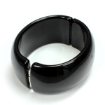 Acrylic Hinged Bangle - Round 32MM wide JET