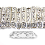 Czech Rhinestone Rondelle Bridge 21X6MM CRYSTAL-SILVER