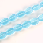 Czech Pressed Glass Bead - Flat Oval 12x9MM MATTE AQUA