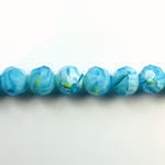 Chinese Cut Crystal Millefiori Bead - Round 10MM AQUA