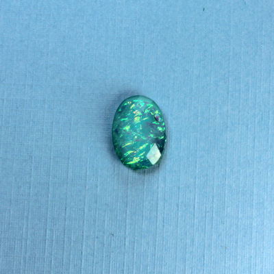 Plastic Flat Back Faceted Cabochons - Rauten Rose - Stone - Oval 14x10MM OPAL AQUA DYED