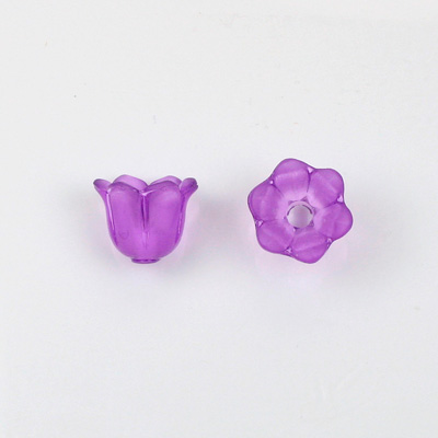 German Plastic Flower with Hole - Bell Shape 14x12MM MATTE DARK AMETHYST