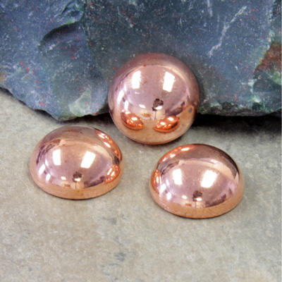 Plastic Flat Back Metalized Cabochon - Round 15MM COPPER