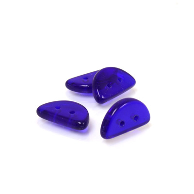 Czech Pressed Glass Bead - Half-Circle Rondelle 13x6MM COBALT