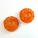 Plastic No-Hole Flower - Cluster 21MM DYED GLITTER ORANGE