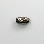 Metalized Plastic Engraved Bead - Oval 11x6MM ANT SILVER