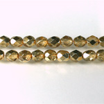 Czech Glass Fire Polish Bead - Round 06MM 1/2 Coated CRYSTAL/GOLD