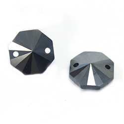 Asfour Crystal Flat Back Sew-On 2 Hole Stone - Octagon 12MM HEMATITE