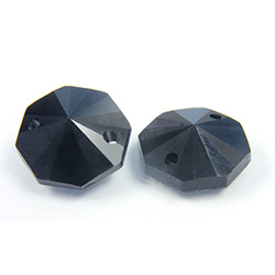 Asfour Crystal Flat Back Sew-On 2 Hole Stone - Octagon 14MM JET