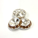 Czech Rhinestone Rondelle Shrag Rivoli Back Setting - Round 15MM outside with 10.5mm (ss47) Recess LT COLORADO TOPAZ-SILVER