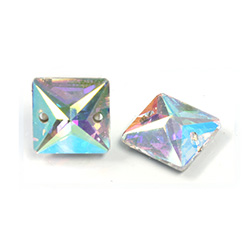 Asfour Crystal Flat Back Sew-On 2 Hole Stone - Square 12MM CRYSTAL AB Second Quality