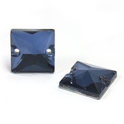 Asfour Crystal Flat Back Sew-On 2 Hole Stone - Square 14MM DENIM BLUE