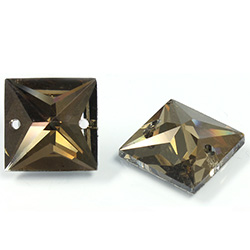 Asfour Crystal Flat Back Sew-On 2 Hole Stone - Square 14MM HONEY