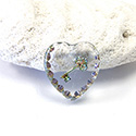 German Glass Engraved Buff Top Intaglio Pendant - KEY Heart 15x14MM CRYSTAL HELIO RED