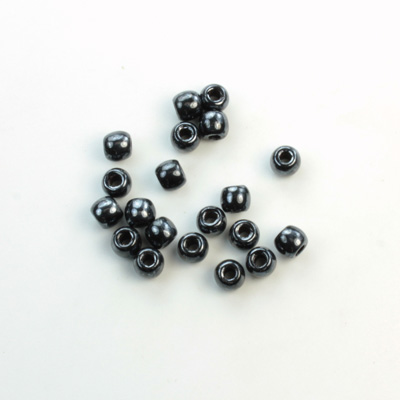 Czech Pressed Glass Large Hole Bead - Round 04MM HEMATITE