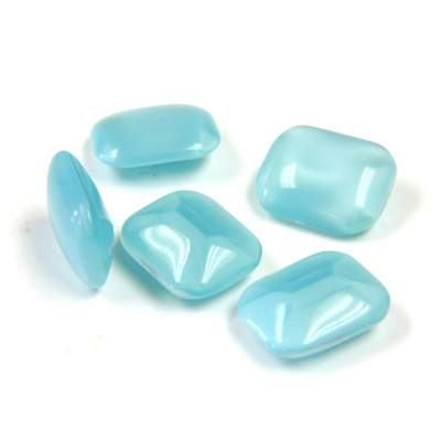 Glass Point Back Buff Top Stone Opaque Doublet - Cushion Octagon 10x8MM AQUA MOONSTONE