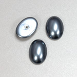 Glass Medium Dome Pearl Dipped Cabochon - Oval 18x13MM DARK GREY