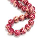 Gemstone Bead - Smooth Round 12MM SEA SEDIMENT JASPER DYED PINK