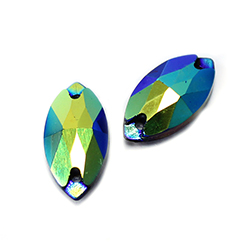 Asfour Crystal Flat Back Sew-On Stone - Navette 18x9MM JET AB