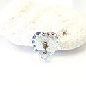 German Glass Engraved Buff Top Intaglio Pendant - SEAHORSE Heart 12x11MM CRYSTAL HELIO RED