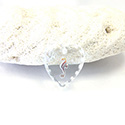 German Glass Engraved Buff Top Intaglio Pendant - SEAHORSE Heart 12x11MM CRYSTAL AB