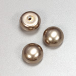 Glass High Dome Cabochon Pearl Dipped - Round 16MM LT BROWN