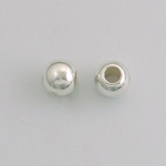 Metalized Plastic Smooth Bead with 4MM Hole - Round 08MM SILVER