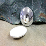 German Plastic Cabochon Vacuum Coated - Oval 25X18MM SILVER