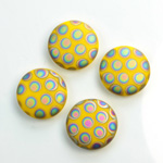 Glass Low Dome Buff Top Cabochon - Peacock Round 15MM MATTE YELLOW