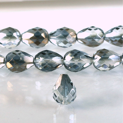 Czech Glass Fire Polish Bead - Pear 13x10MM 1/2 Coated VALENTINIT