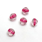 Plastic Bead - Color Lined Smooth Nugget 9x7MM CRYSTAL PINK LINE