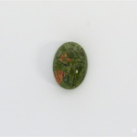 Gemstone Flat Back Carved Scarab 14x10MM EPIDOTE