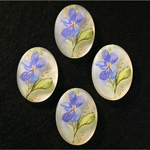 German Plastic Porcelain Decal Painting - Violets (2075) Oval 25x18MM MATTE CRYSTAL