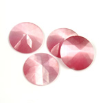 Fiber-Optic Flat Back Cabochon - Rauten Rose Round 15MM CAT'S EYE LT PINK