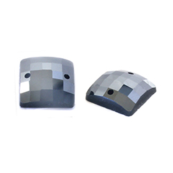 Asfour Crystal Flat Back Sew-On Stone - Square CheckTop 12MM HEMATITE