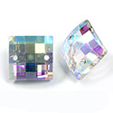 Asfour Crystal Flat Back Sew-On Stone - Square CheckTop 14MM CRYSTAL AB