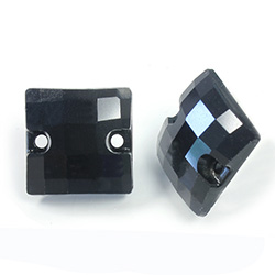 Asfour Crystal Flat Back Sew-On Stone - Square CheckTop 14MM JET
