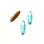 Glass Medium Dome Foiled Cabochon - Oval 16x5MM AQUA