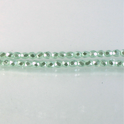 Czech Glass Pearl Faceted Fire Polish Bead - Round 03MM AQUA ON CRYSTAL 78432