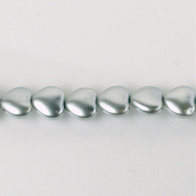 Czech Glass Pearl Bead - Heart 08x8MM LT GREY 70483