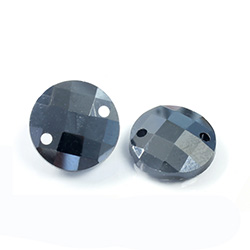 Asfour Crystal Flat Back Sew-On Stone - Round CheckTop 12MM HEMATITE